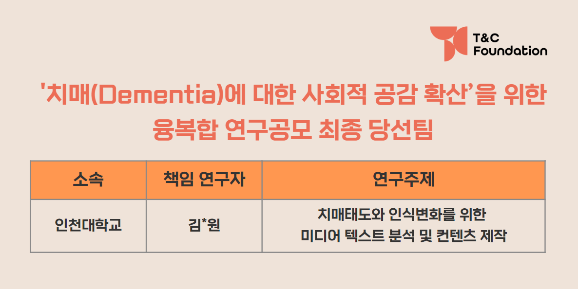 T&C Foundation과 국립 인천대학교 김경원 교수 빅데이터 융복합 연구팀: 연령주의(Ageism) 공감대 확산을 위한 빅데이터 연구, 세대 간 갈등 해소를 위한 통찰 제공 대표이미지